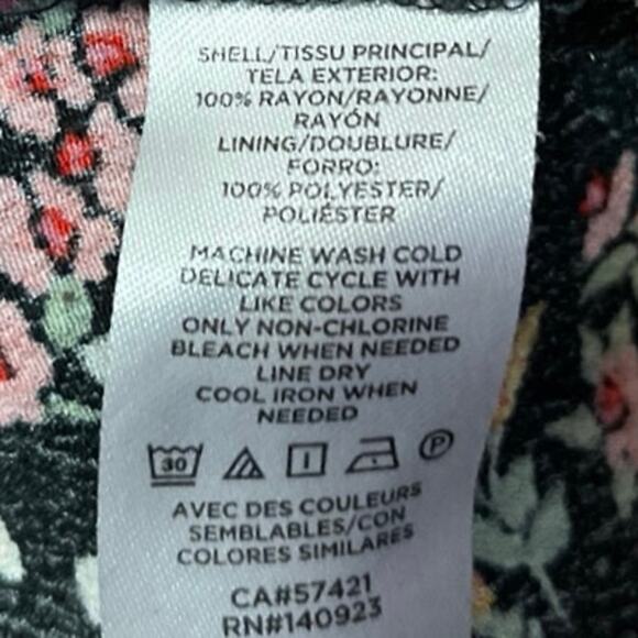 Ann Taylor LOFT Black Multicolor Floral Shorts Sleeve Mini Wrap Dress Size 8 - Picture 5 of 5